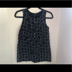Gap navy blue and white polka dot top